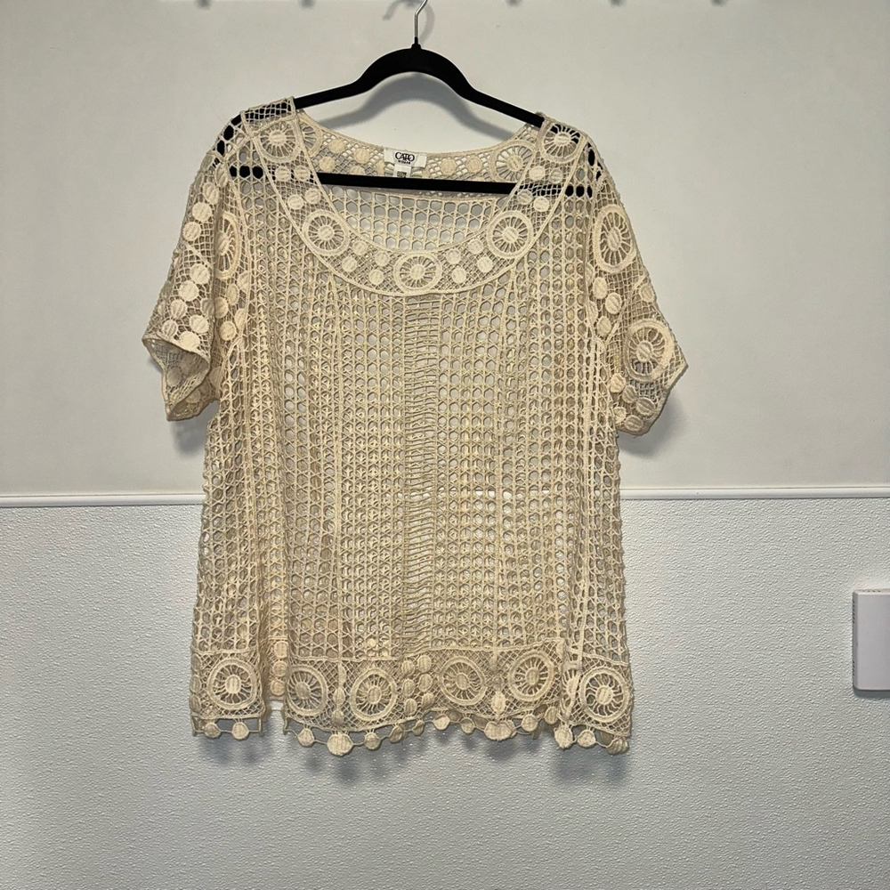Women's Cato Cream Crochet Top Size 22/24W Not Perfect Condition As Shown In Pic